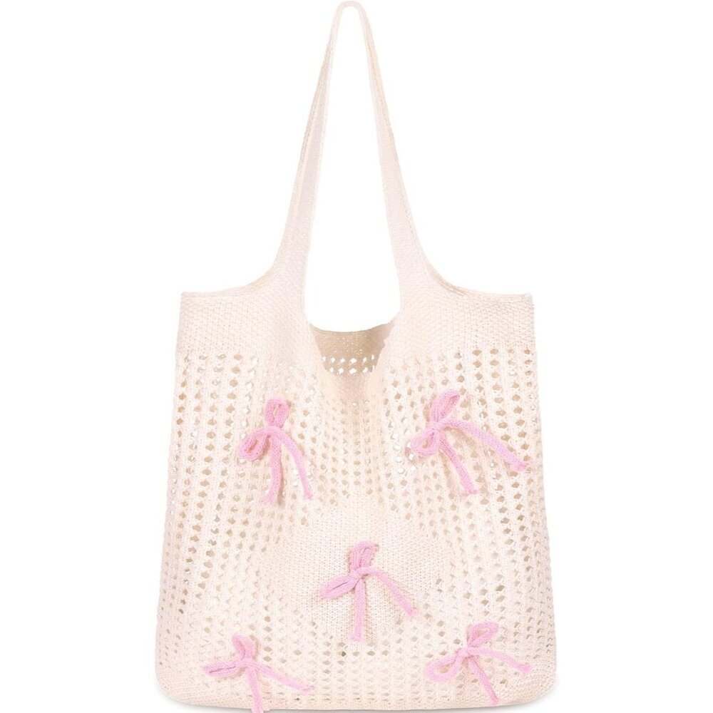 Women Pinkish Apricot Shoulder Shopping Handbag Casual Travel Tote Fold Able Bag